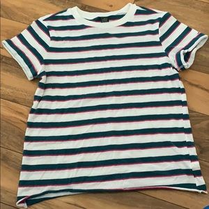 Pink and green striped T-shirt